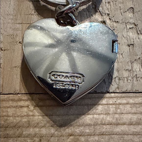 Coach Pink Heart Locket Keychain Signature C Wristlet Bag Charm Y2K - Picture 8 of 8